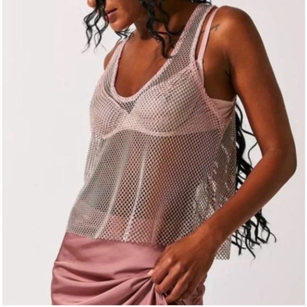 Free People Intimately Filter Finish Cami Crystal Mesh Top